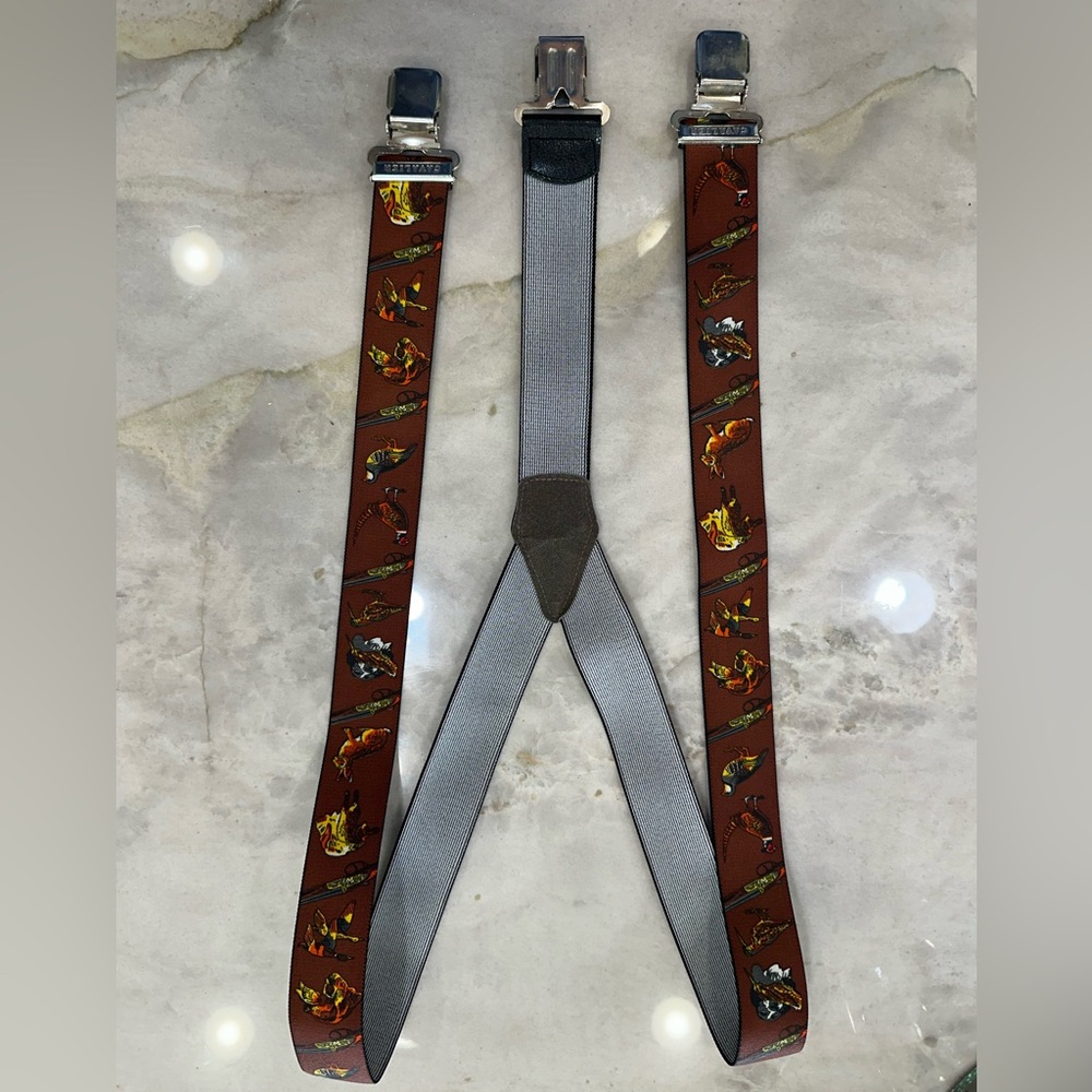Brown Hunting Print Suspenders